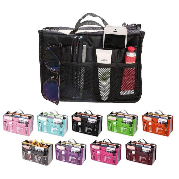 Travel Tote Handbag/Purse Insert Cosmetic Organizer (Black) - Picture 3 of 7